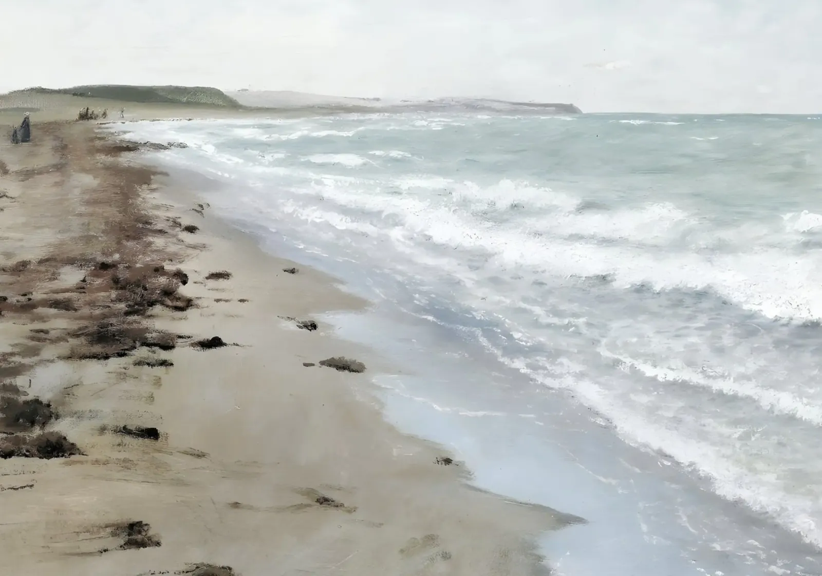 Hellebæk Beach: Ombre Shore, Impressionist Coastal Art canvas with Floater frame by NorwesClub