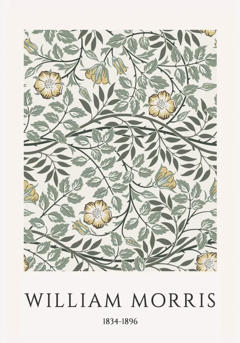 William Morris: Arts & Crafts floreale, modello vintage poster con telaio in legno da NorwesClub