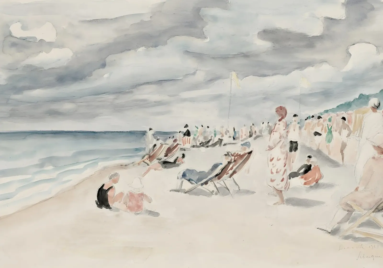 Lebasque: Spiaggia di Deauville, Impressionista, Costa francese pellicola backlit da NorwesClub