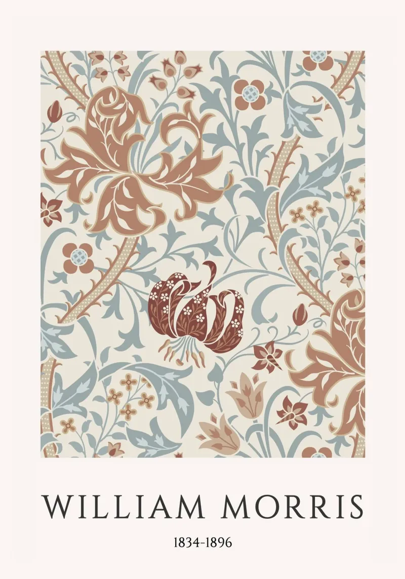 William Morris: Hyacinth Pattern, Arts & Crafts Floral poster with wooden frame by NorwesClub