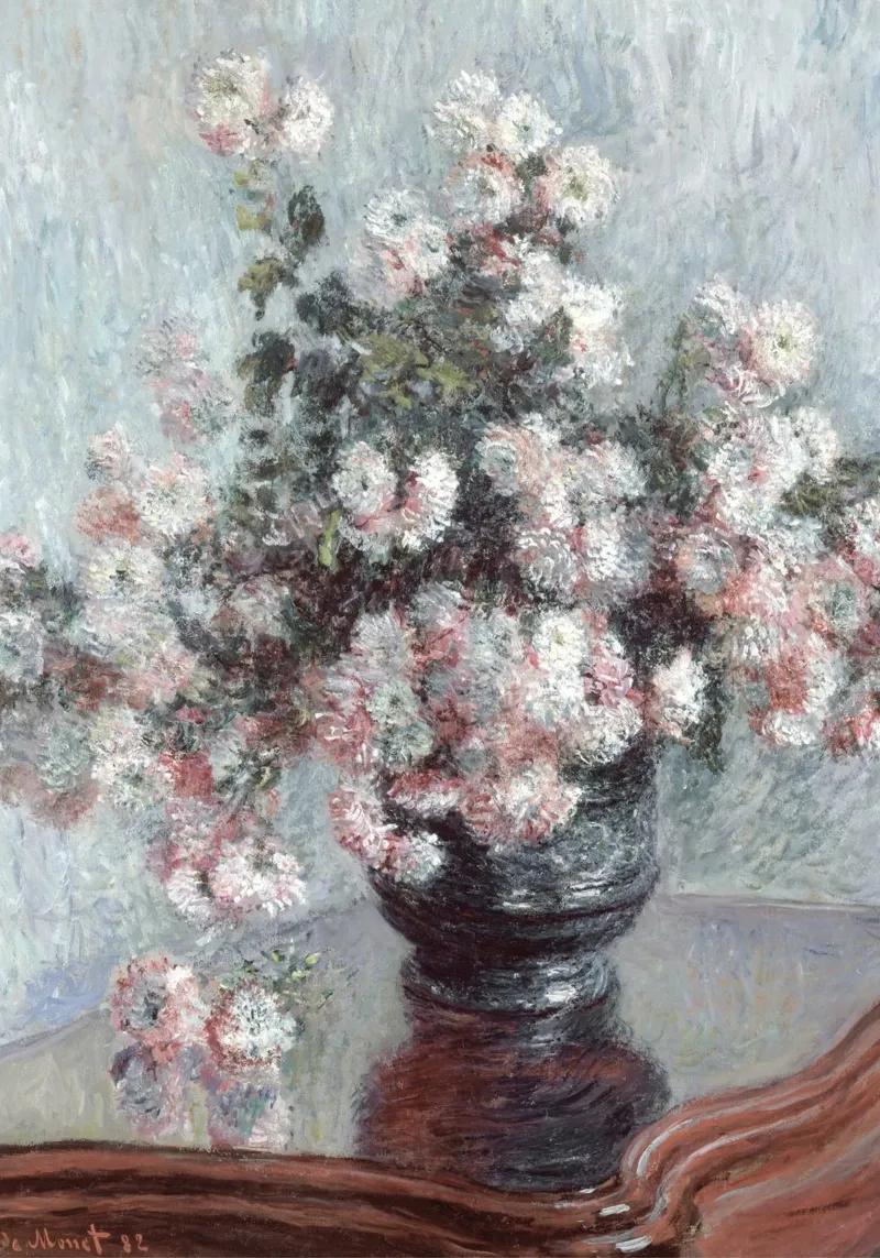 Monet: crisantemi, natura morta floreale impressionista pannello forex da NorwesClub