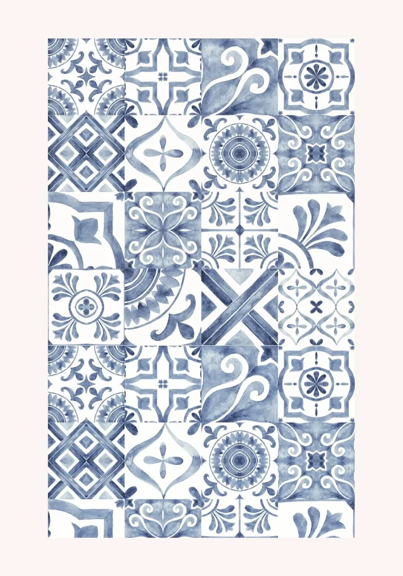 Mokaky Azulejo, piastrella ad acquerello, stampa mediterranea carta hahnemühle da NorwesClub