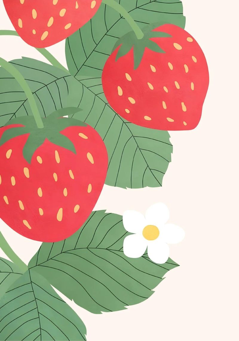 Vibrant Strawberry Illustration Poster - Botanical Fruit Wal poster by NorwesClub