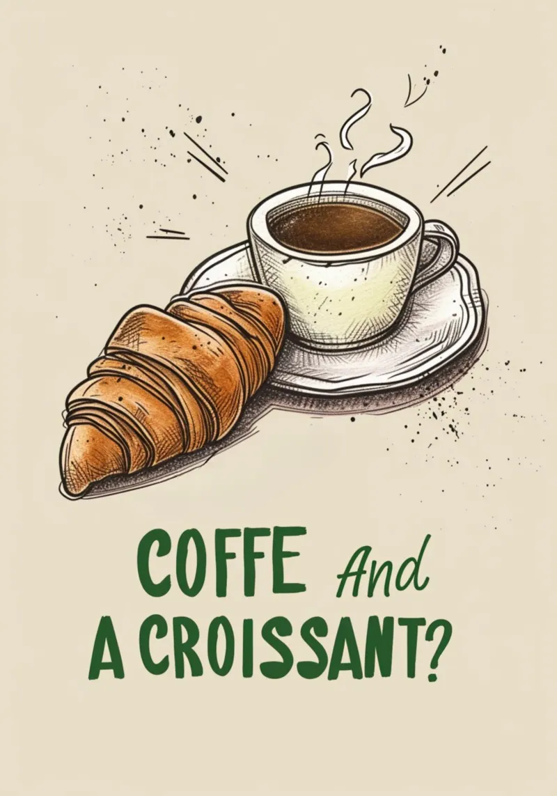 "Koffie en een croissant?" Bakkerij Kunstdruk - Gezellig Cafe Decor canvas met Baklijst van NorwesClub