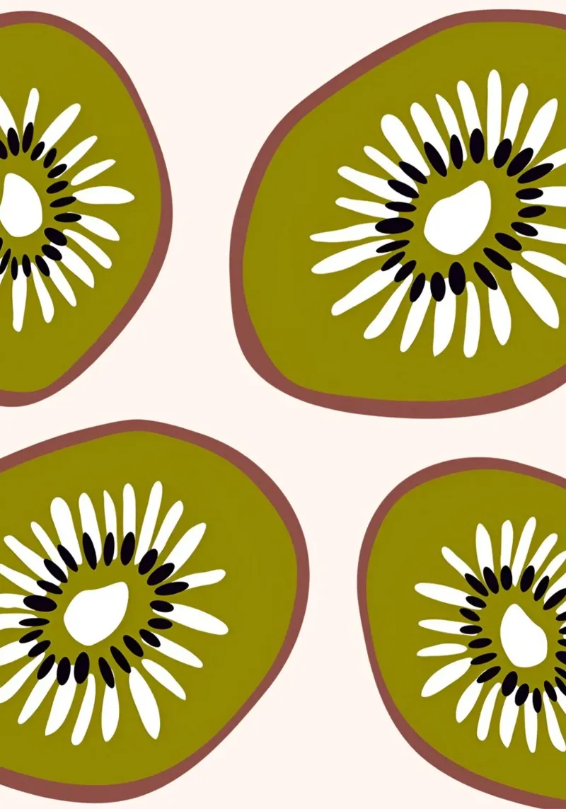 Abstract Kiwi Slices Pattern Poster - Modern Botanical Wall canvas with Floater frame by NorwesClub