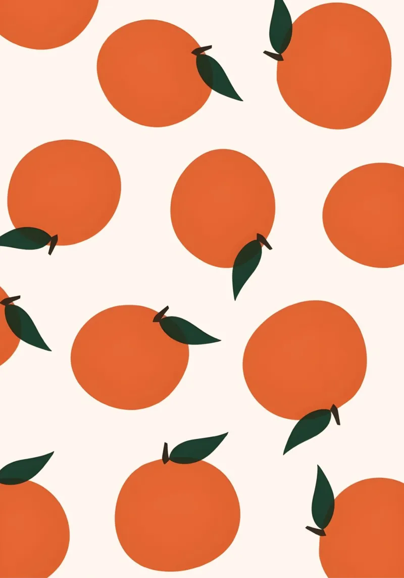 Minimalist Orange Pattern Poster - Modern Botanical Wall Art alu-dibond by NorwesClub
