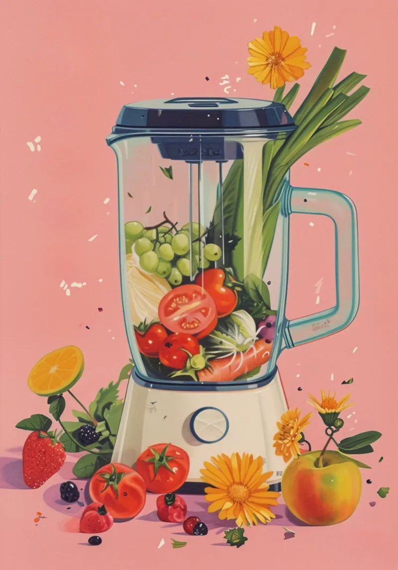 Gesunder Smoothie Mixer Kunstdruck - Lebendige Küchendekoration Poster von NorwesClub
