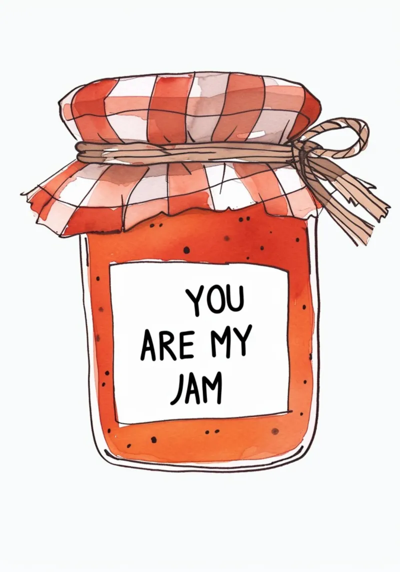 "You Are My Jam" aquarel kunstdruk - lief en eigenzinnig cadeau canvas met Baklijst van NorwesClub