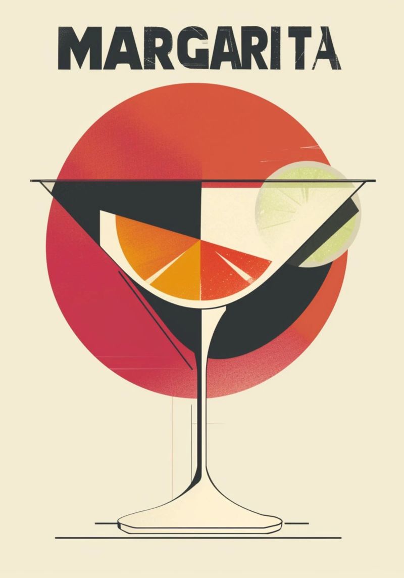 Minimalistisches Margarita Cocktail Poster - Retro Moderne Bar Kunst Poster von NorwesClub