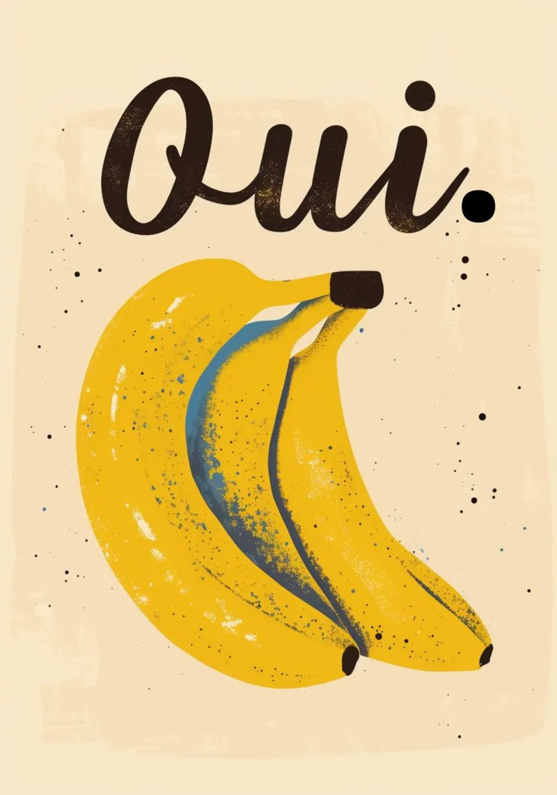 "Oui. Poster Pop Art Banana - Decorazione francese per la cucina pellicola backlit da NorwesClub