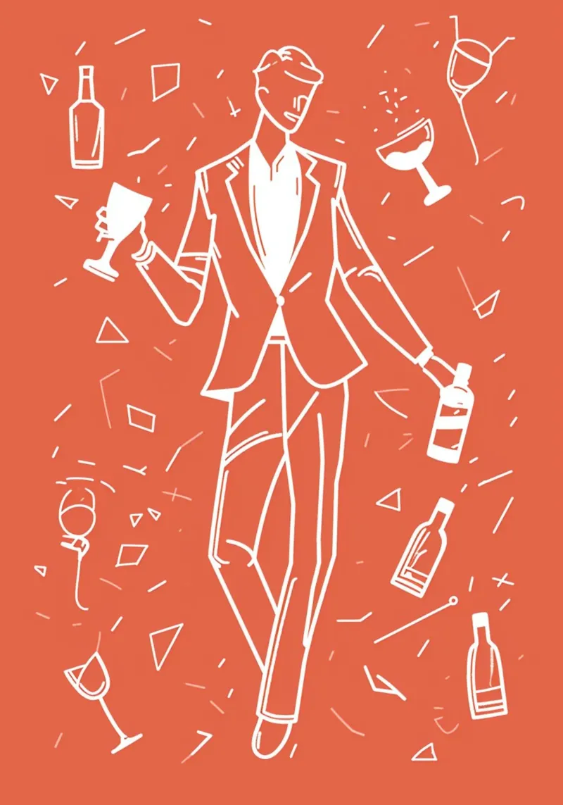 Cocktailillustratie "Party Time" - Moderne Bar & Viering canvas met Baklijst van NorwesClub