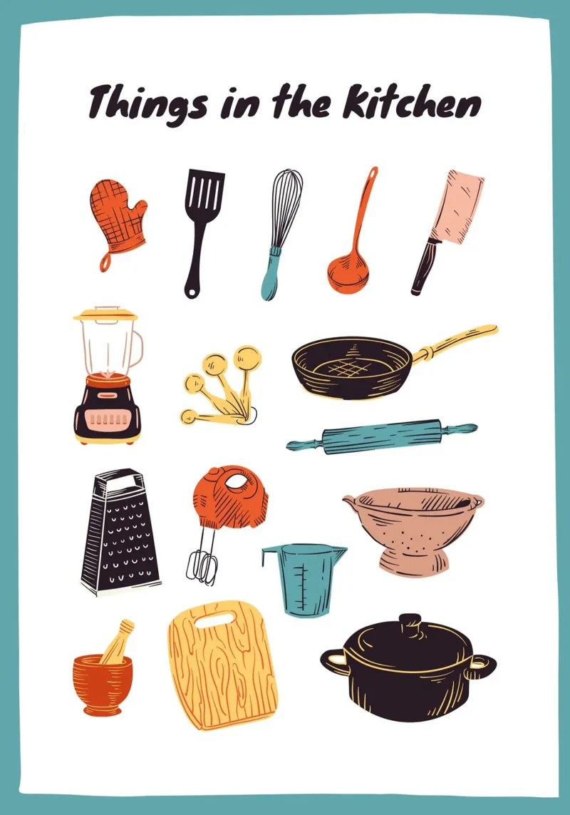 Stampa d'arte "Cose in cucina" Utensili e pentole carta hahnemühle da NorwesClub