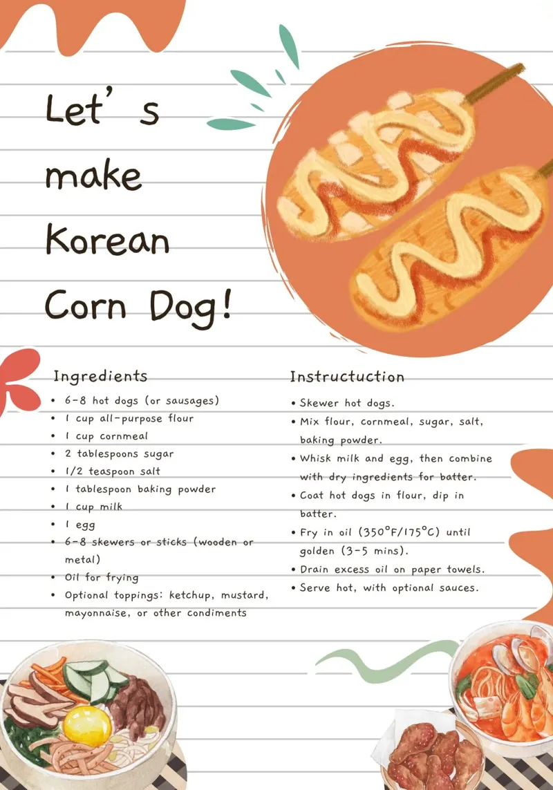 Poster con la ricetta del corn dog coreano - divertente arte da parete in cucina poster da NorwesClub