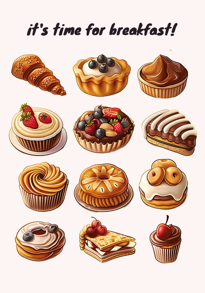 "It's Time for Breakfast!" Dessert & Gebäck Kunstdruck Hahnemühle von NorwesClub