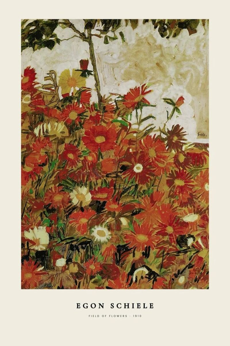 Egon Schiele - Field Of Flowers - 1910 Poster von Vintage by JUNIQE