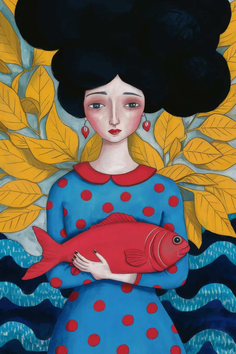 Dame mit rotem Fisch Forex-Platte von Arcane Shade