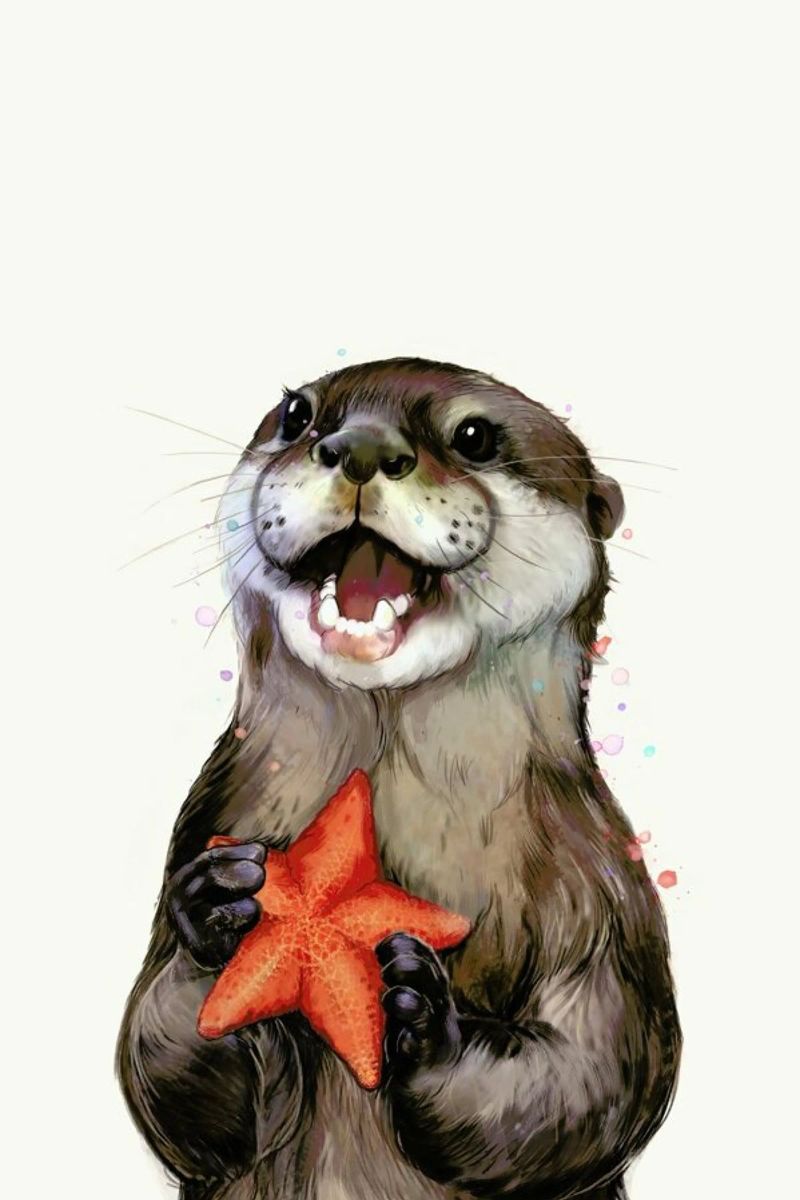Happy Otter Portrait poster da Laura Graves