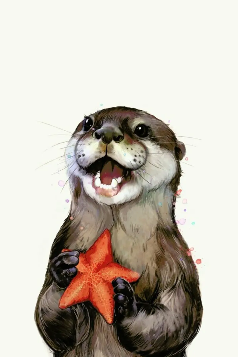 Happy Otter Portrait poster da Laura Graves