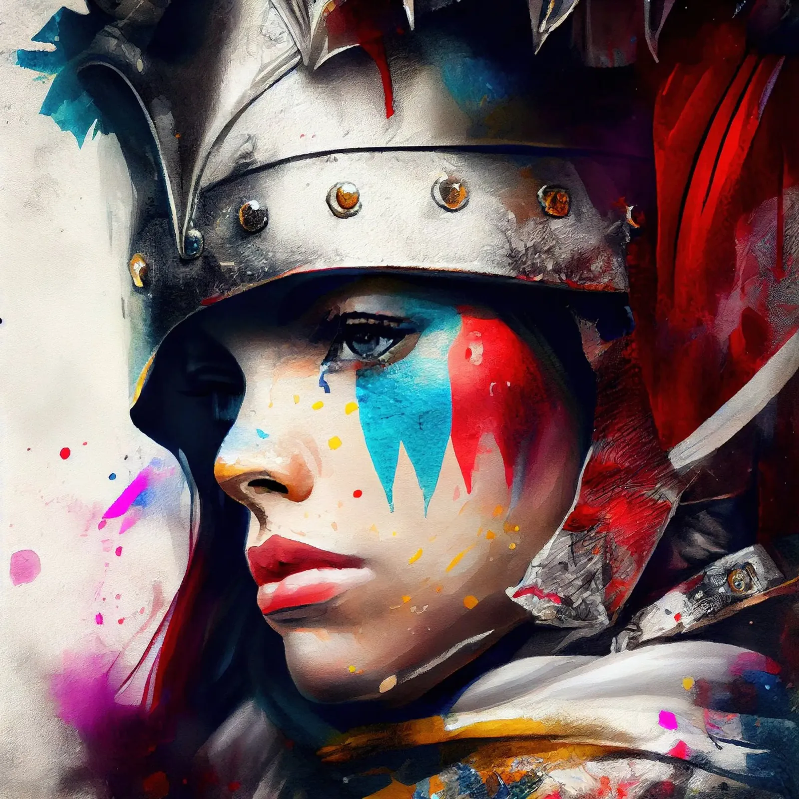 Poderosa guerrera medieval lienzo con Marco flotante de Chromatic Fusion Studio