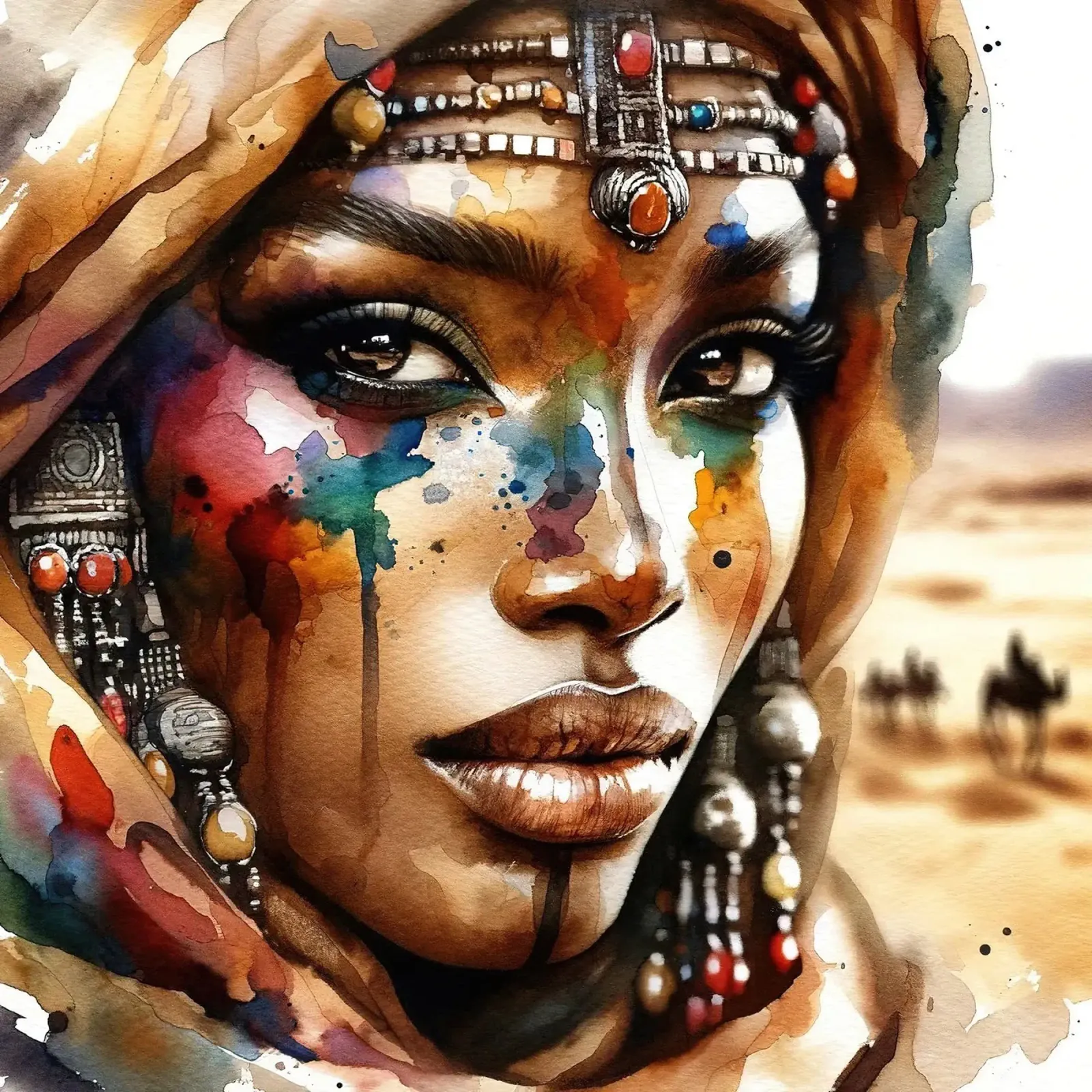 Powerful Tuareg Woman hahnemühle by Chromatic Fusion Studio