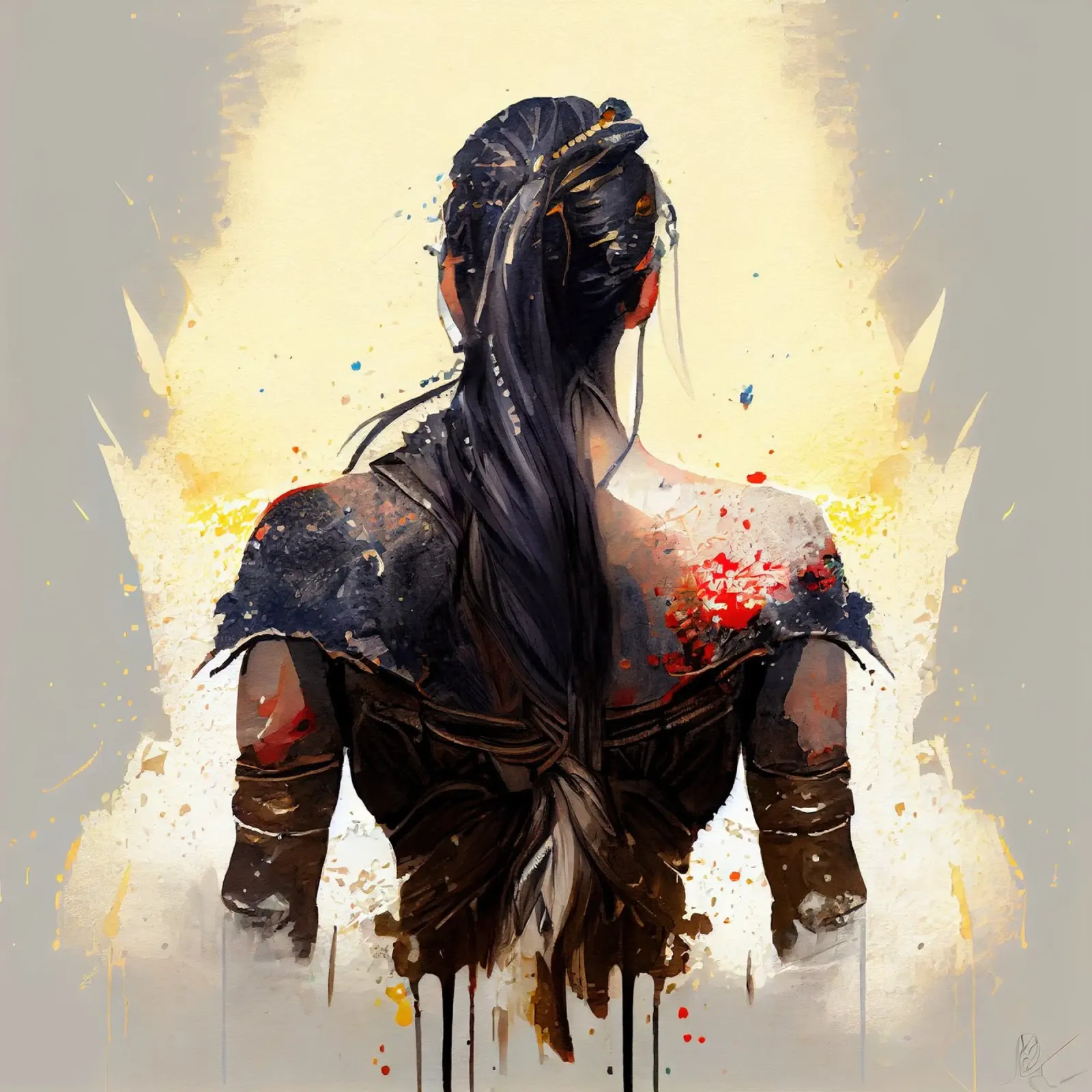 Poderosa Mujer de Espalda Guerrera metacrilato de Chromatic Fusion Studio