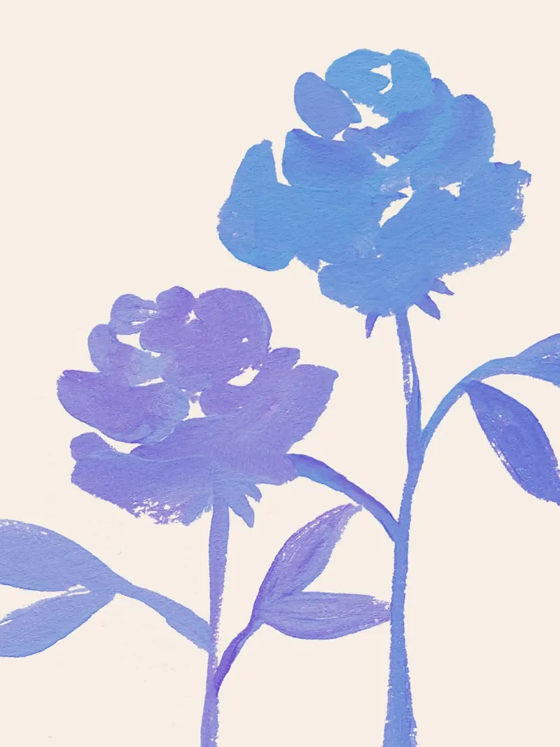 2 Rose - Blu poster con telaio in alluminio da intemporalis