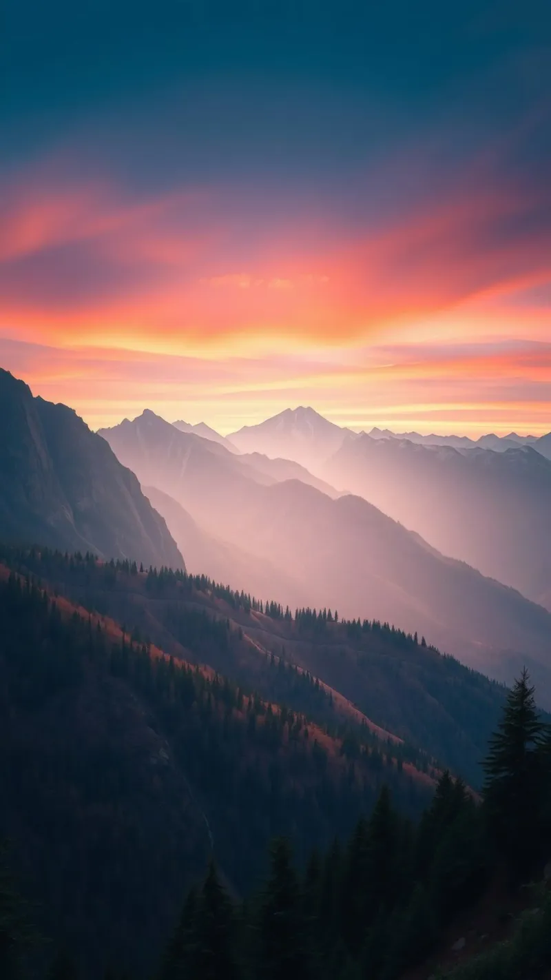 Il tramonto sulle montagne crea un'atmosfera calma e astratta. alluminio dibond da DesignDoodle