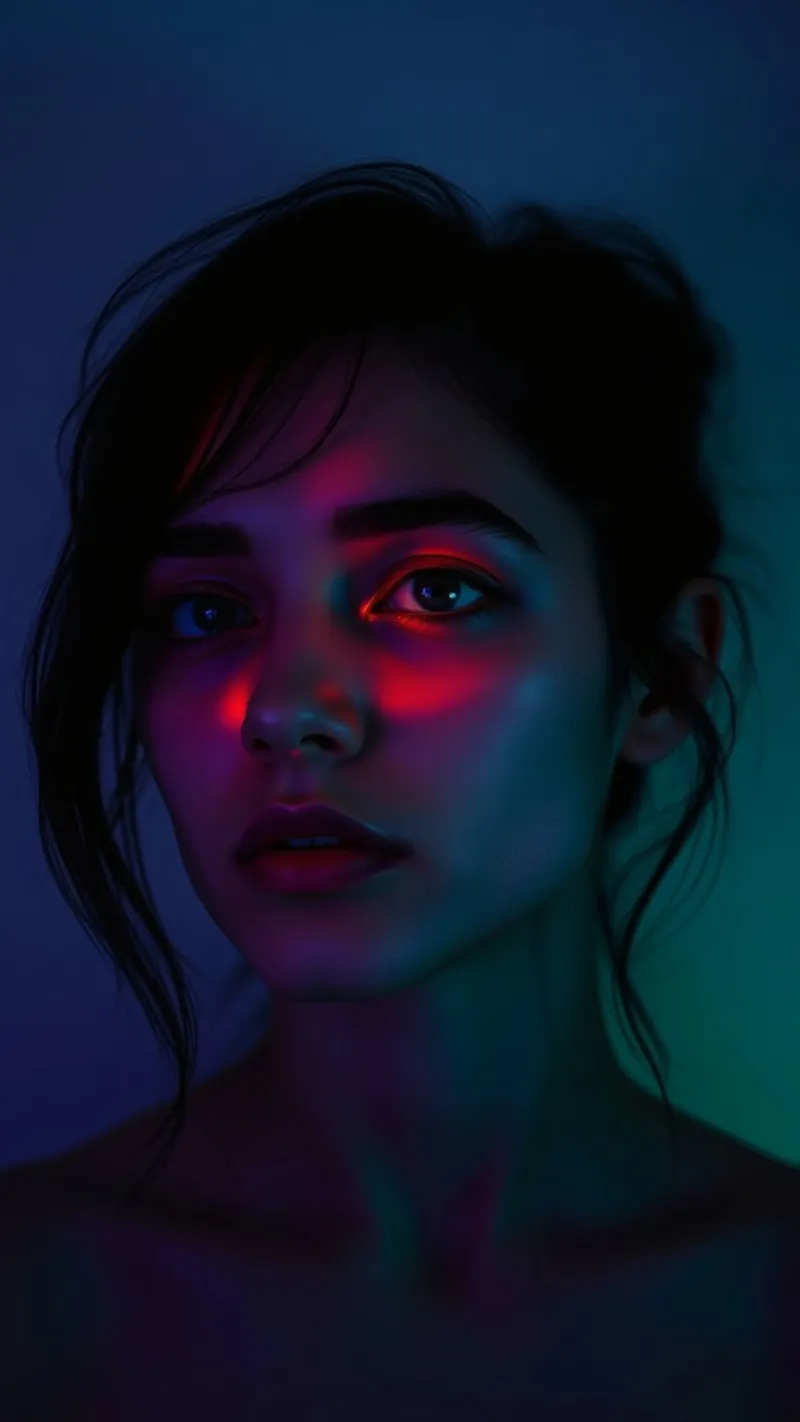 retrato de una joven resaltando luces y sombras metacrilato de DesignDoodle