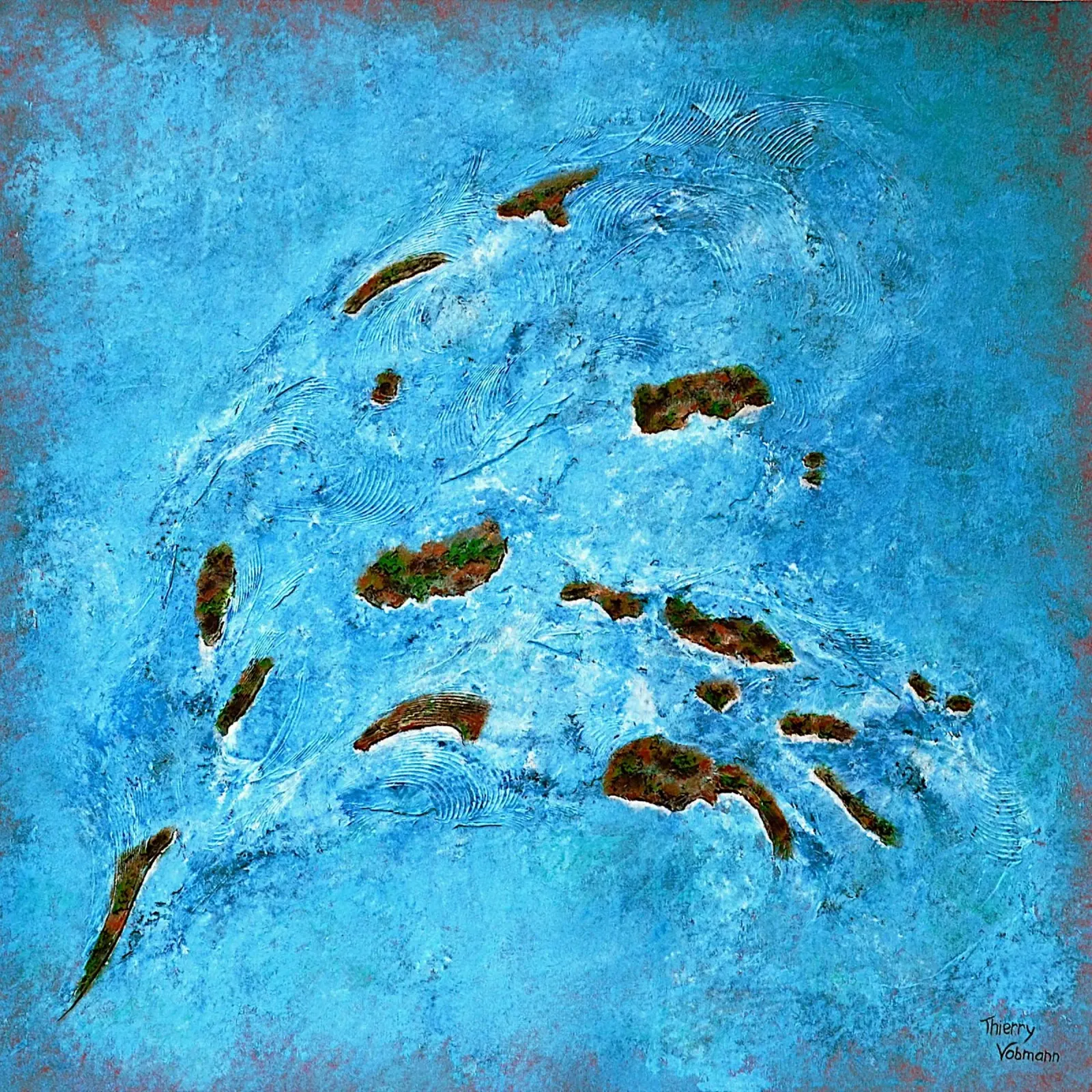 LIBRE COMME UN OISEAU poster avec cadre en bois de Thierry Vobmann Abstract painting