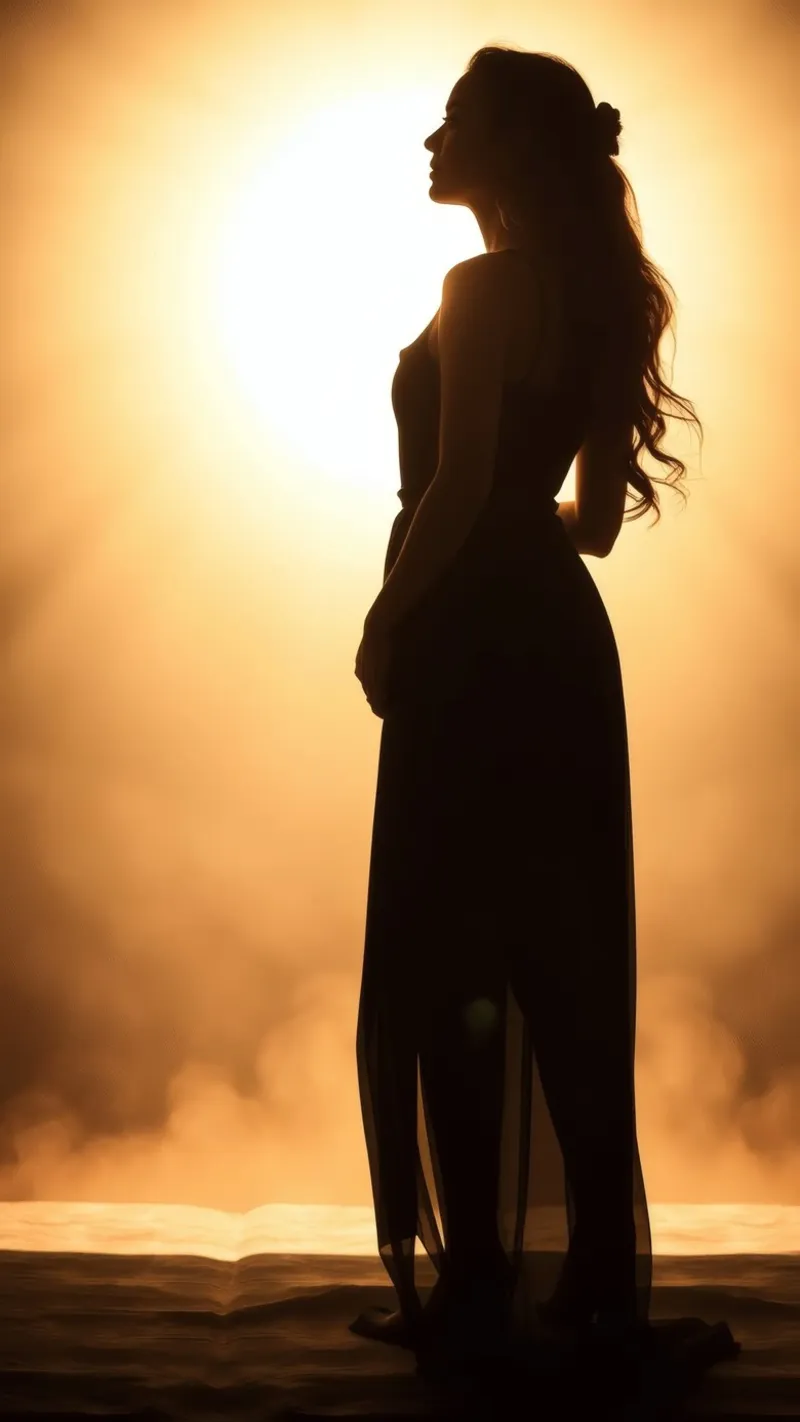 Silhouette élégante d'une femme dans une robe fluide hahnemühle de DesignDoodle