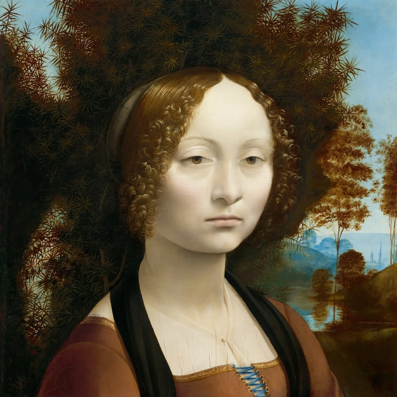 Ginevra de’ Benci by Leonardo da Vinci poster con telaio in alluminio da Venus Art