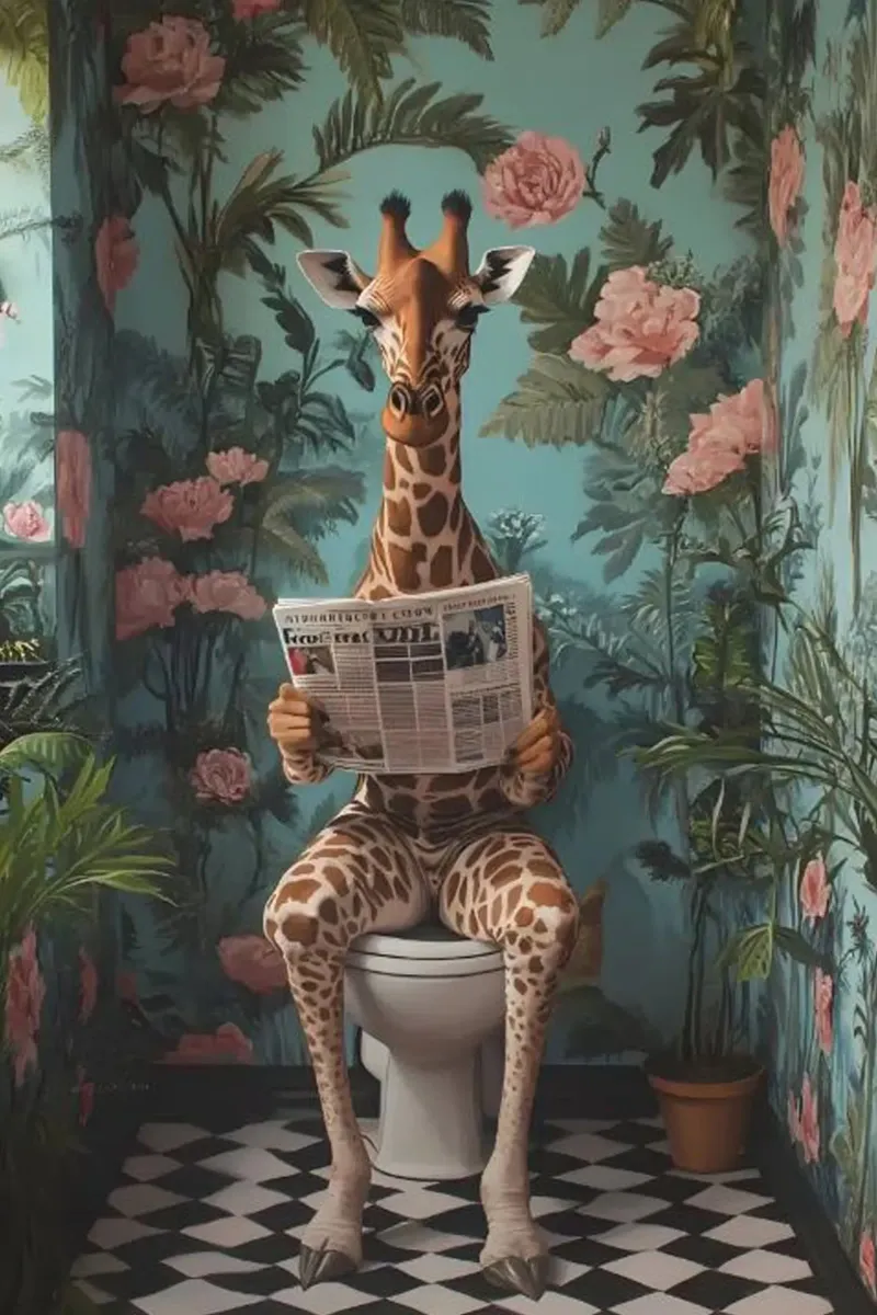 Giraffe In The Toilet acrylic glass by Betty Shops