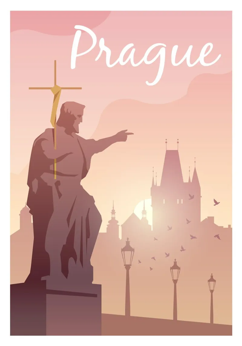 Praga, Chequia poster con telaio in plastica da Wanderlust Vibes