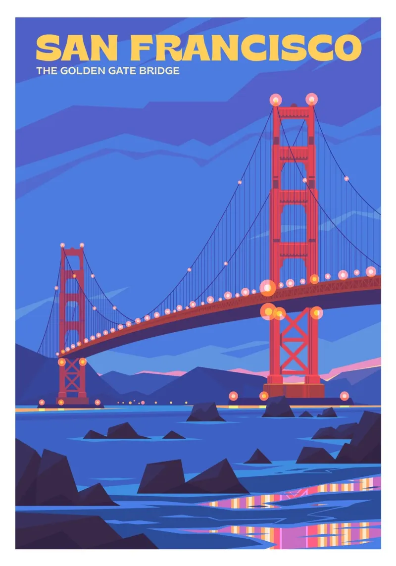 San Francisco, California poster con telaio in plastica da Wanderlust Vibes
