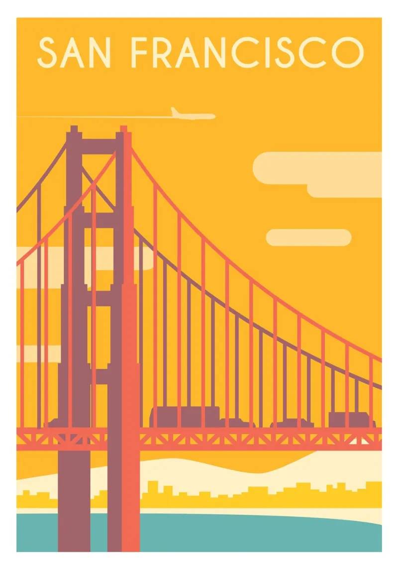 San Francisco, California poster con telaio in plastica da Wanderlust Vibes