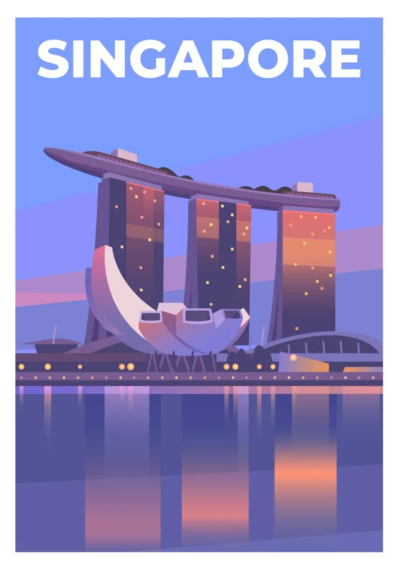 Singapore poster con telaio in plastica da Wanderlust Vibes