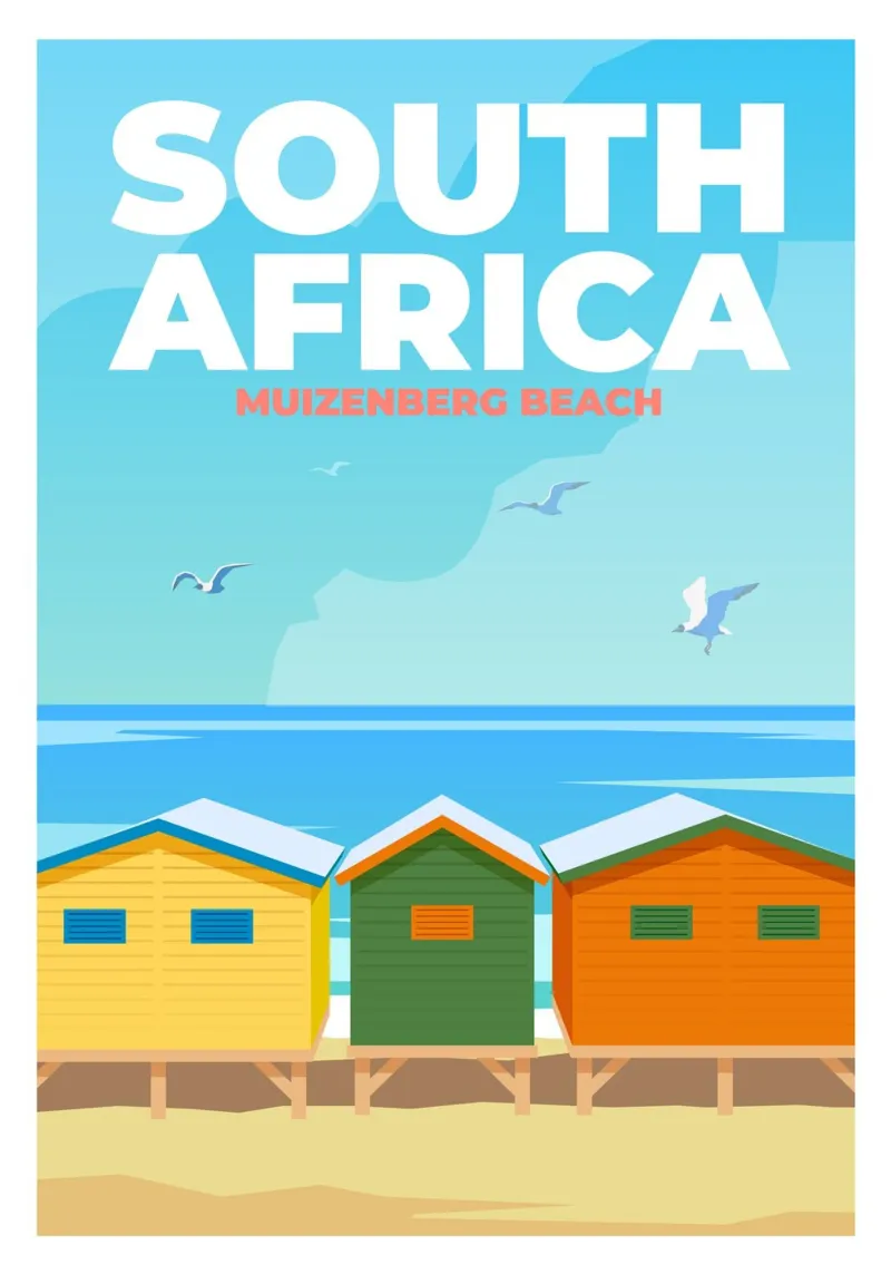 Muizenberg Strand, Zuid-Afrika canvas van Wanderlust Vibes