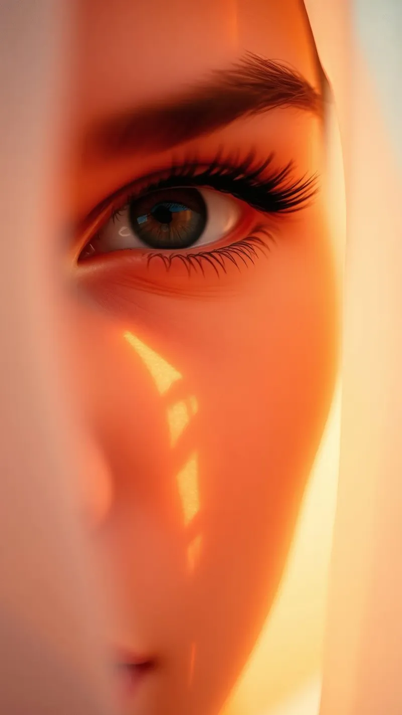 Impresionante primer plano del ojo de una mujer con iluminación suave hahnemühle de DesignDoodle