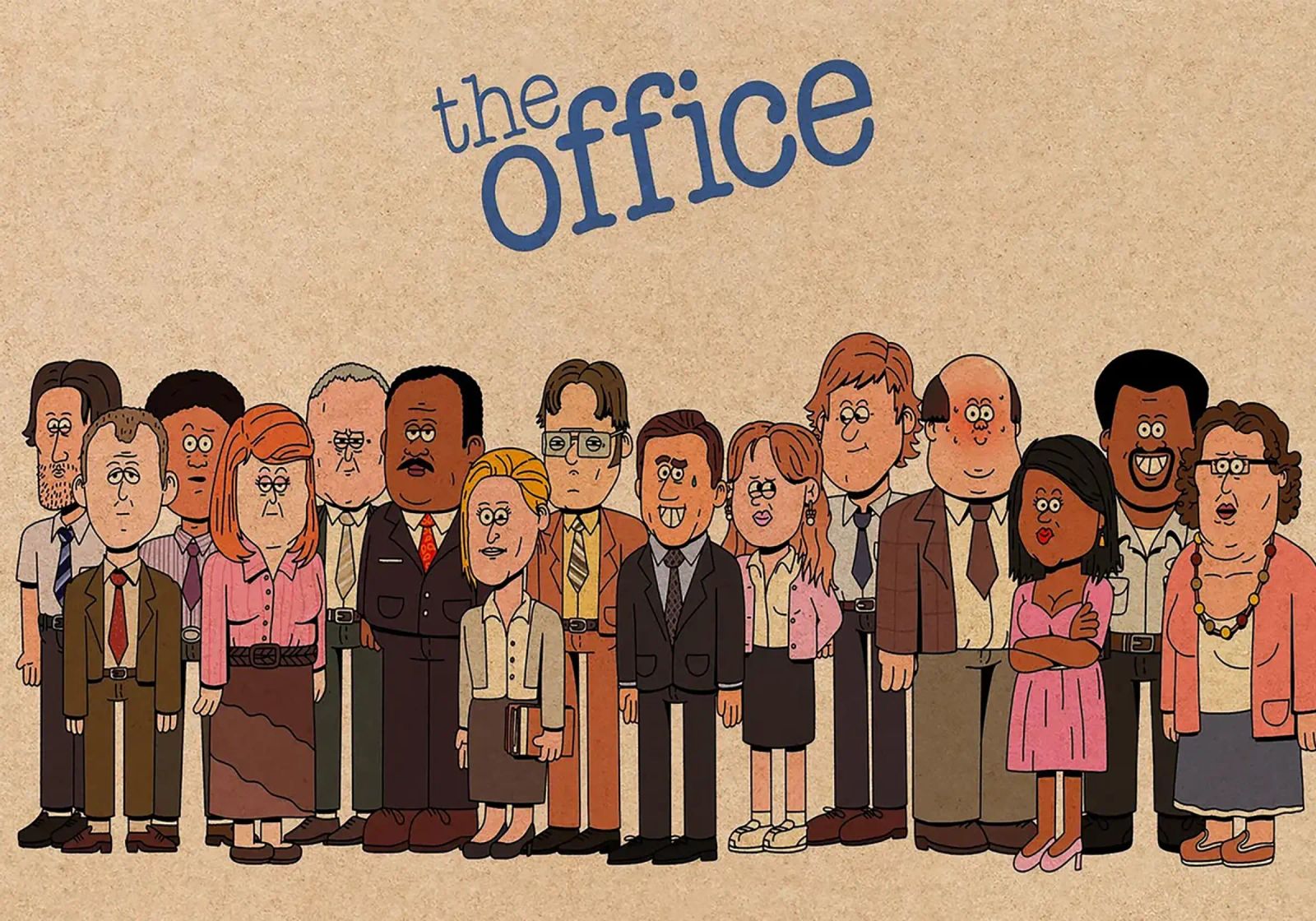 The Office – Cartoon Cast Lineup tela da Attaboy Dsgn