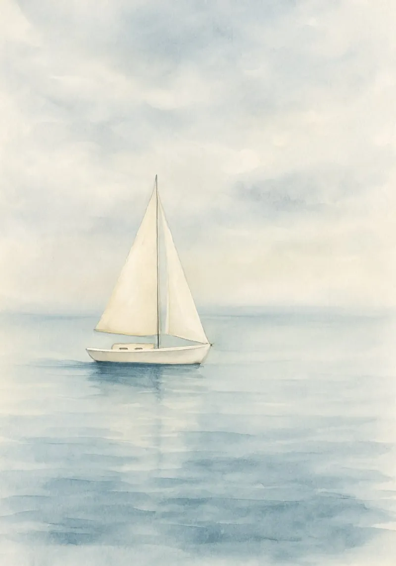 Solitary Sail poster con telaio in alluminio da Mosaic Dialogue