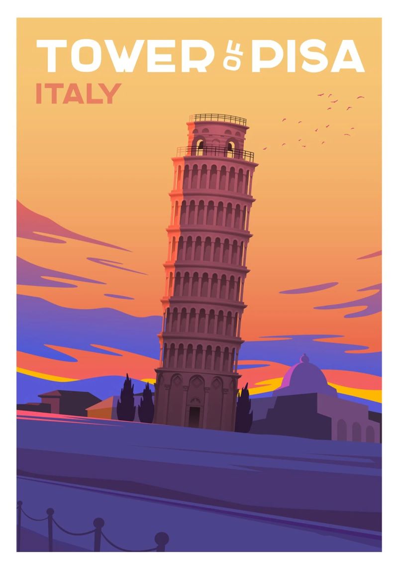 Tour de Pise, Italie poster de Wanderlust Vibes