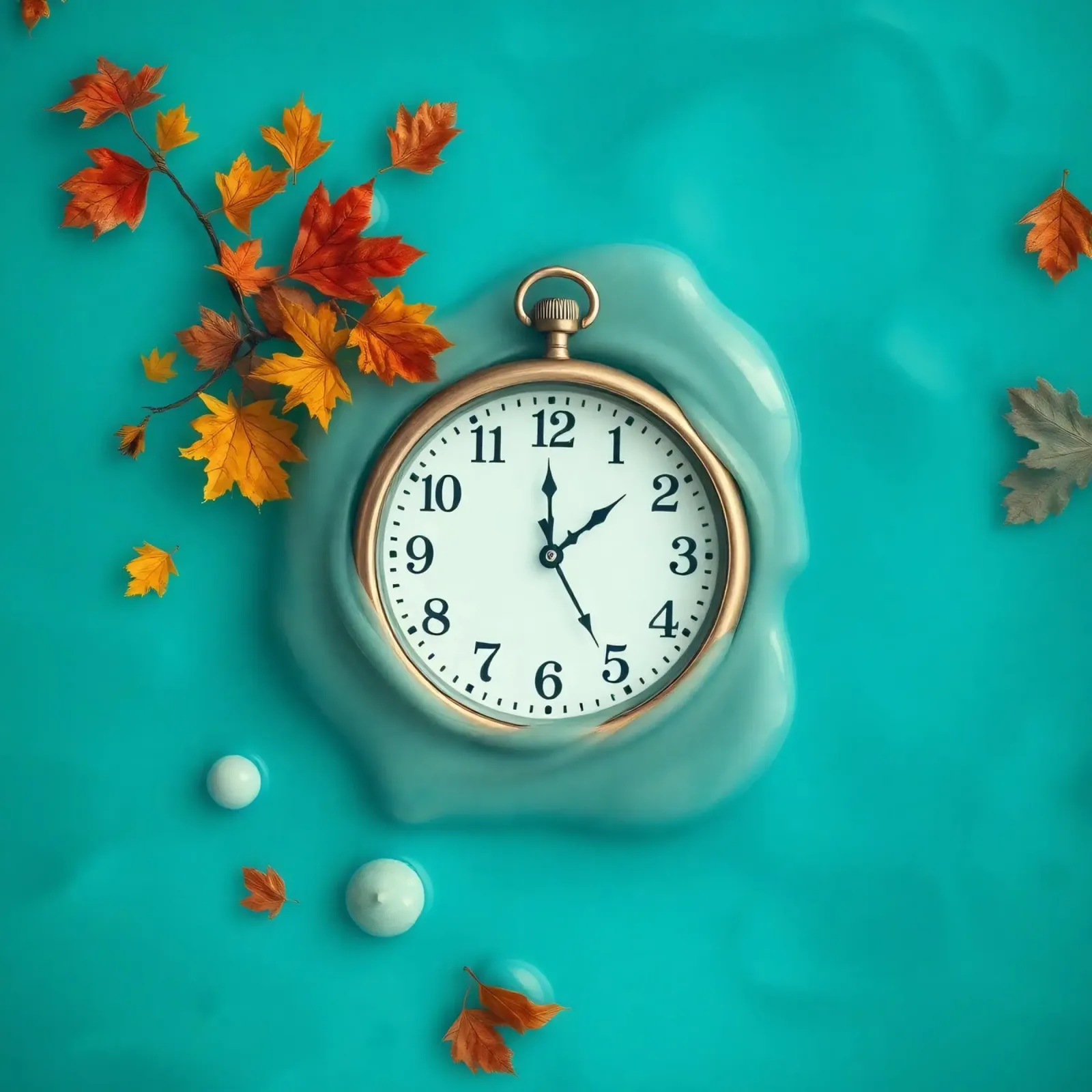 Un orologio che si scioglie in un oceano turchese, un caldo autunno pellicola backlit da DesignDoodle