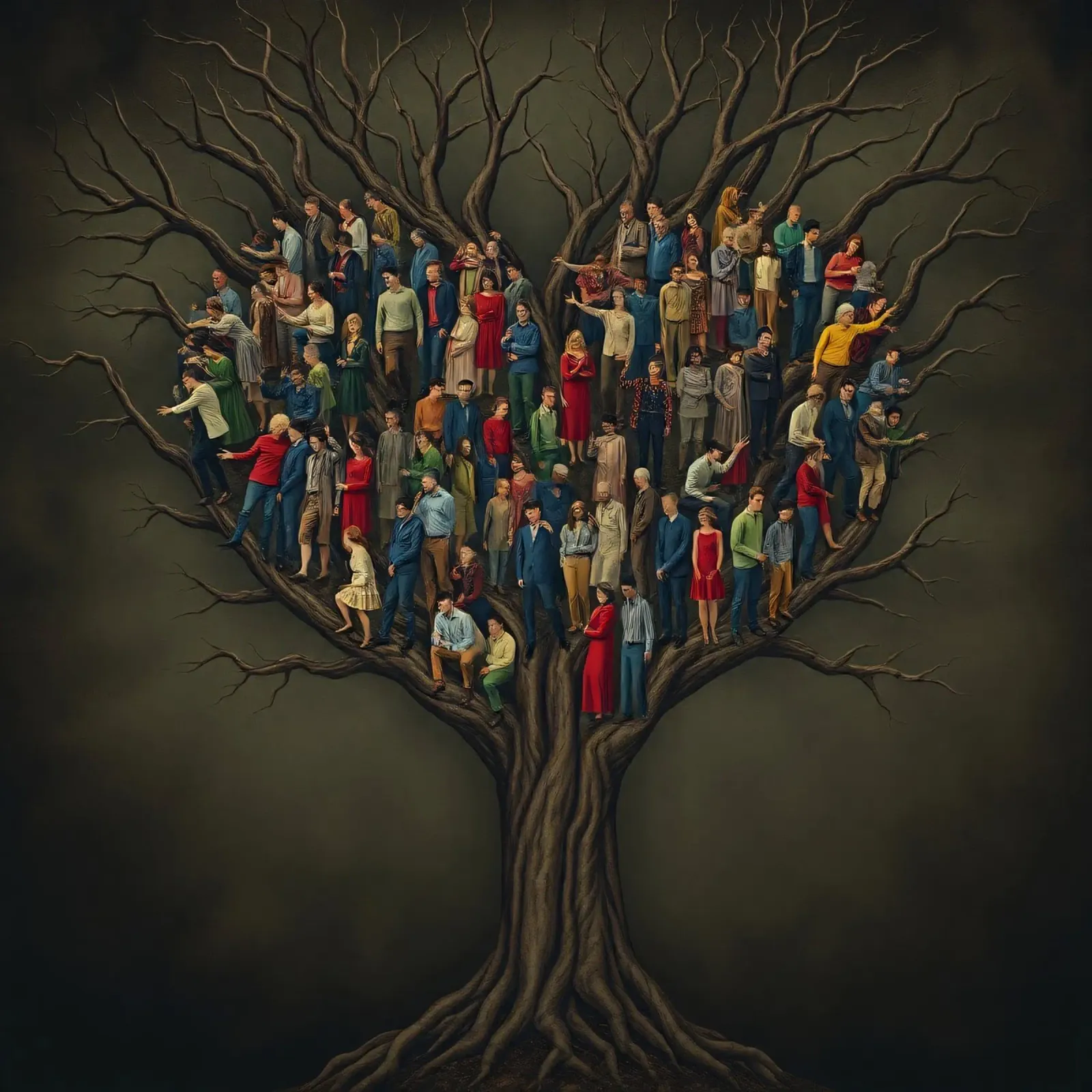 I membri della comunità si riuniscono in cima a un albero che rappresenta le connessioni carta hahnemühle da DesignDoodle