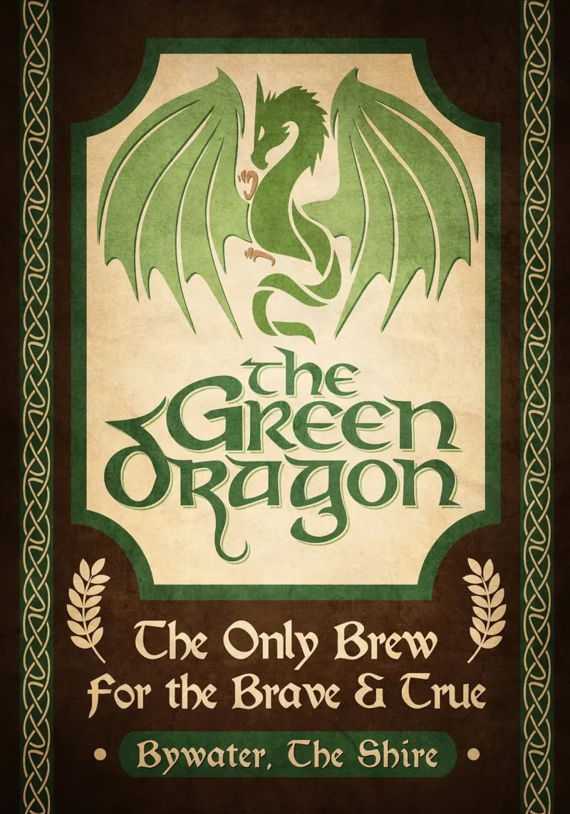 De Groene Draak Bar poster met aluminium frame van Junkie Movie