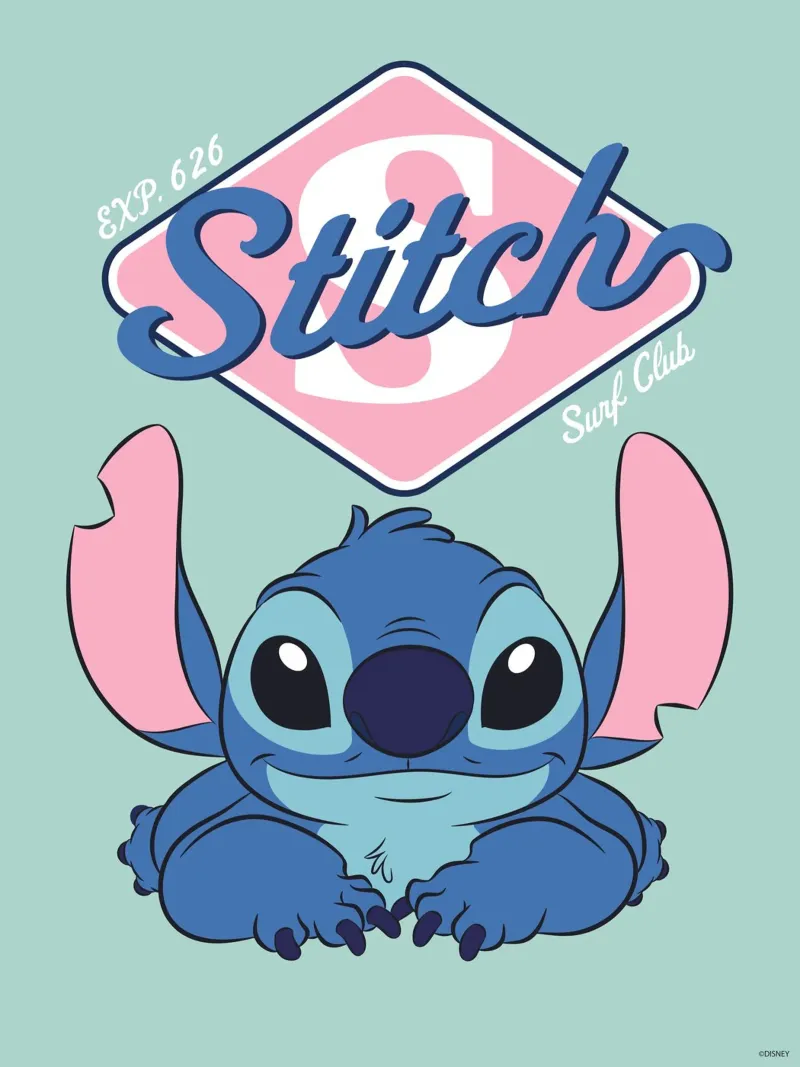 Stitch - Surf Club poster avec cadre en aluminium de Stitch