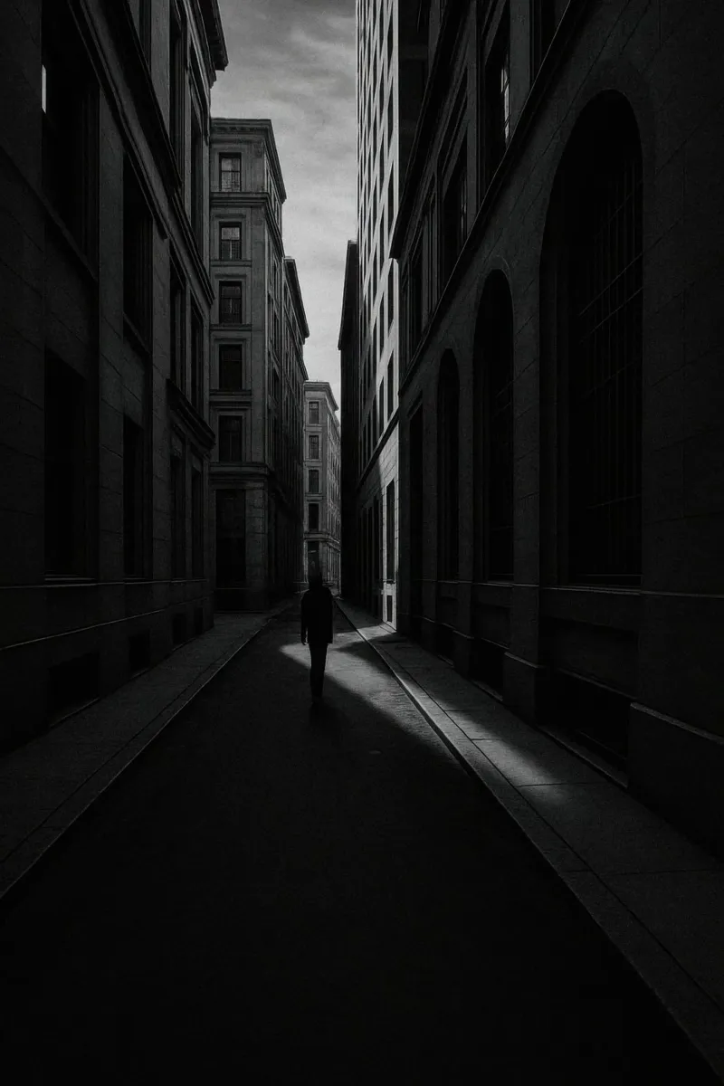 Urban solitude in Berlin - The art of shadow and silence canvas by Black & White