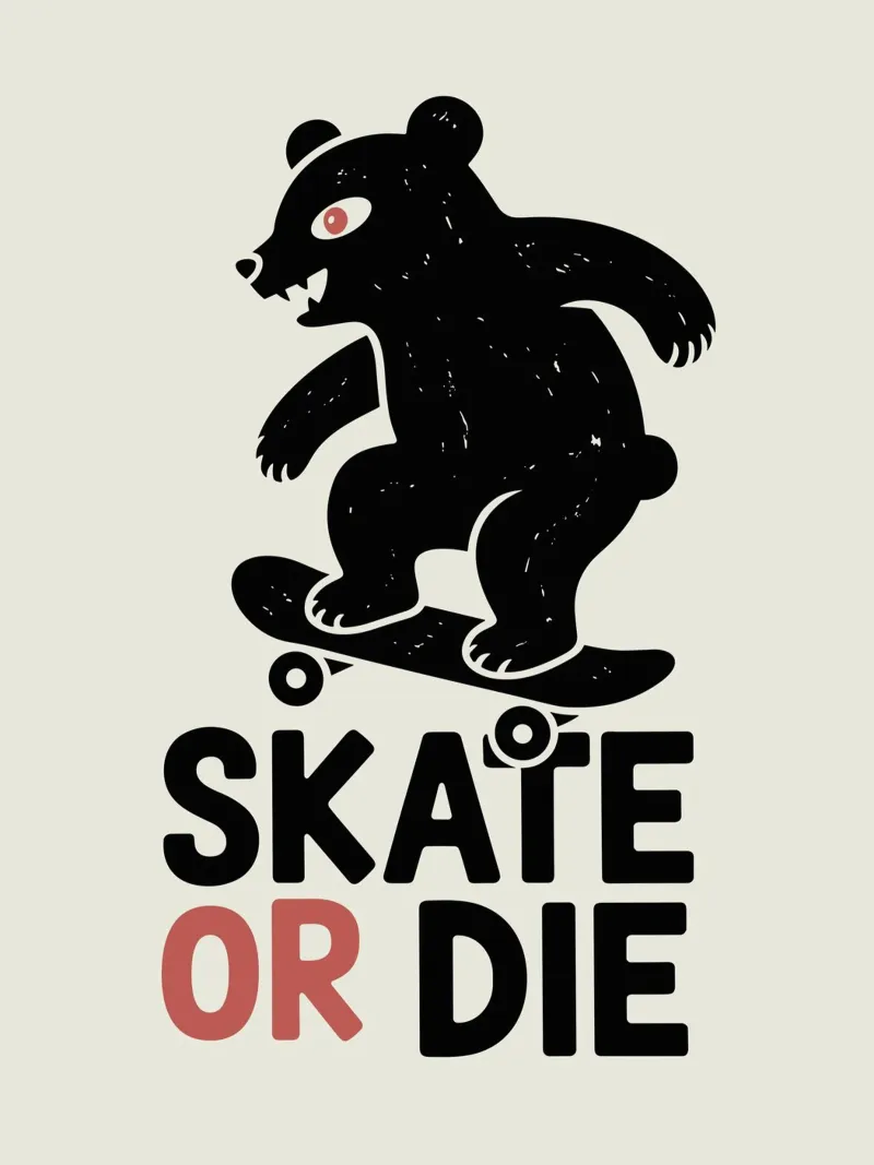 Orso giapponese da skateboard - Skate Or Die carta hahnemühle da GameDay Studio