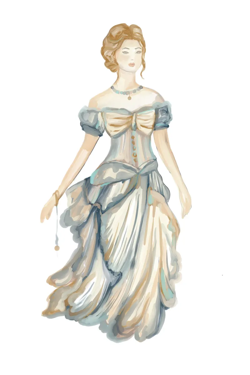 Victorian Grace in Blue Toile hahnemühle by mysteriouscoco