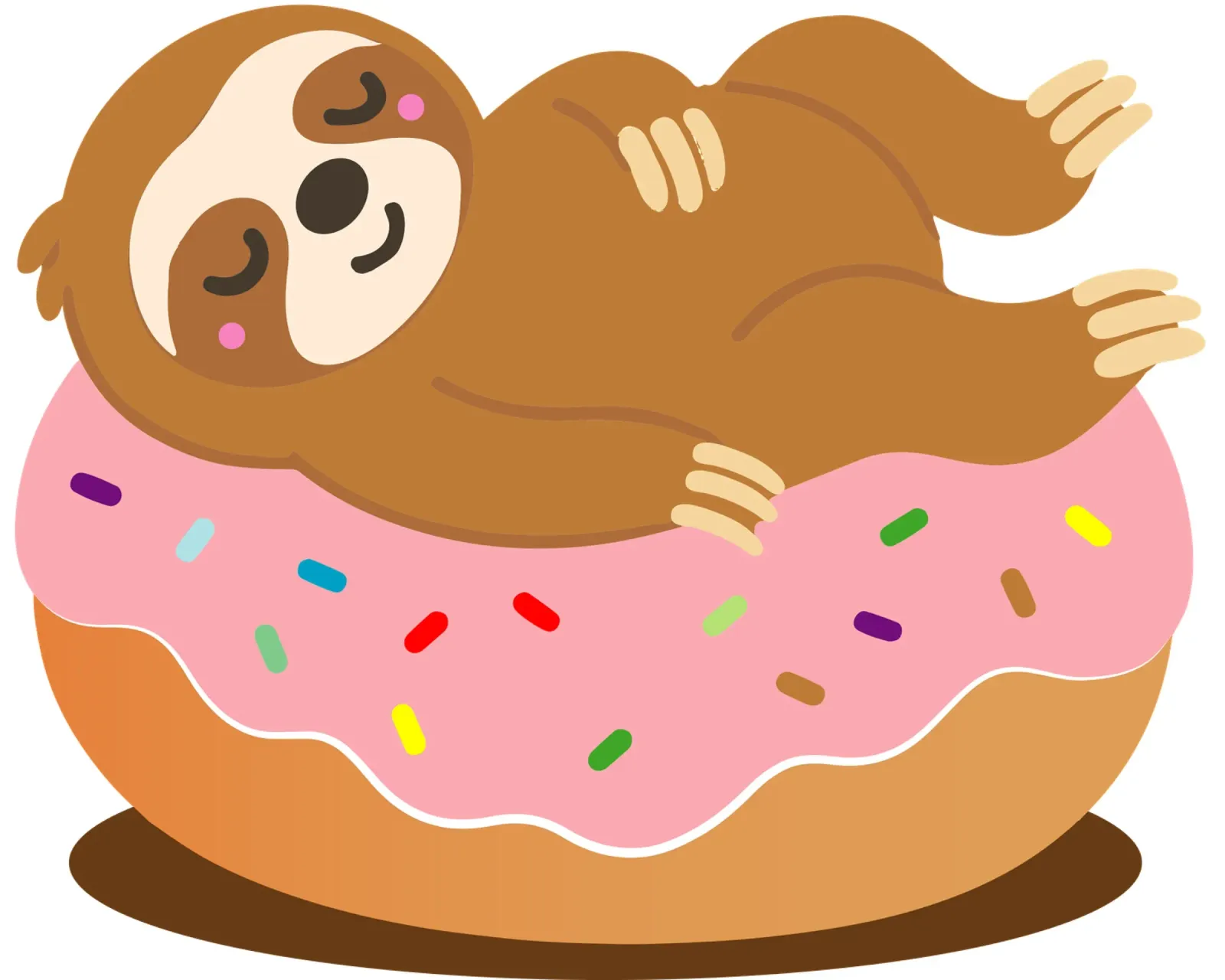 Bradipo su ciambella - motivo animale carino e rilassato alluminio dibond da namosh