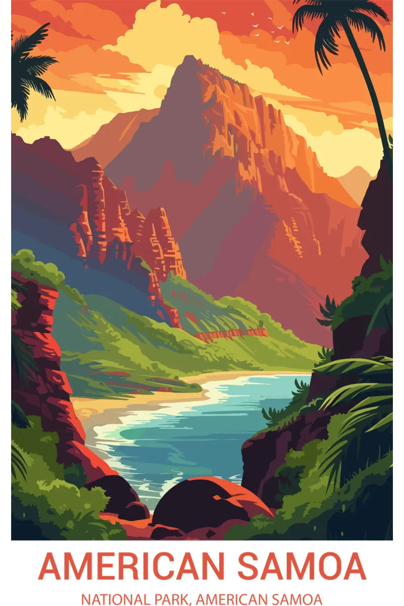 Parco Nazionale delle Samoa Americane, Samoa Americane poster con telaio in legno da Wanderlust Vibes